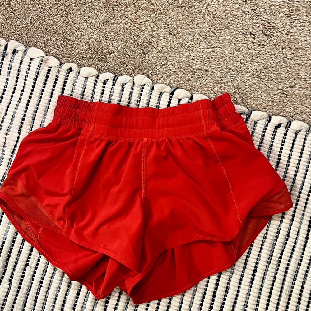 Lululemon Vibrant Red Hotty Hot Low-Rise Shorts